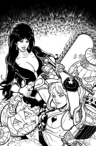 Harley Quinn X Elvira #1 Cover Q Inc 1:15 Chad Hardin Line Art Full Art Variant