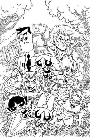Thundercats Powerpuff Girls #2 Cover N 1 in 10 Ken Haeser Foc Bonus Line Art Full Art Variant