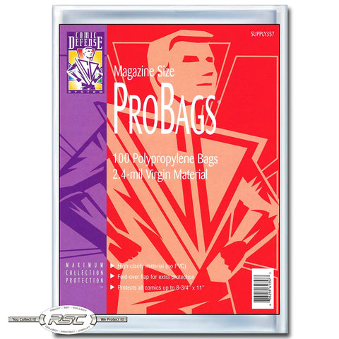 Comic Defense Magazine Size ProBags (100) Polypropylene 2.4-mil