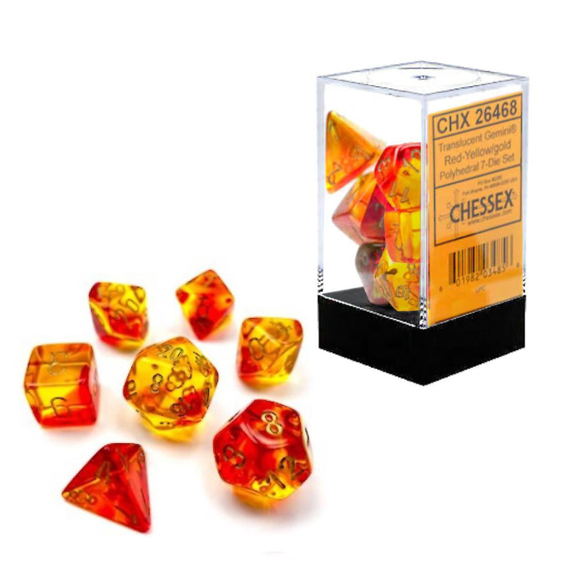 Chessex Polyhedral 7-Die Set Transluscent Red-Yellow/Gold