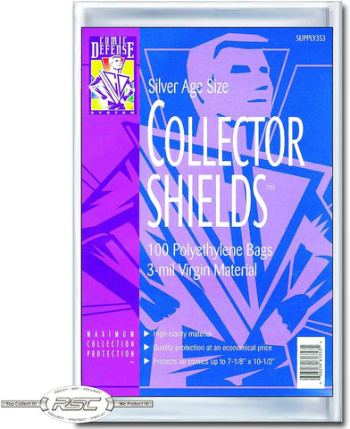 Comic Defense Collector Shields Silver Age Size - 100 ct.