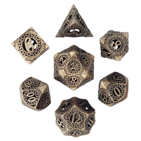 Ancient Gates Hollow Metal RPG Dice Set