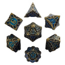 Arcane Enigma Gold Blue Metal RPG Dice Set