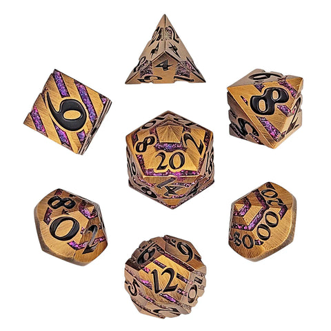 Banded Gnomish Riches Metal RPG Dice Set of 7