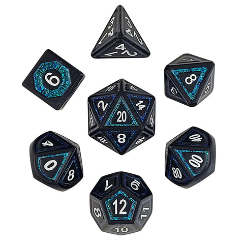 Underdark Glimmer Teal 7- Piece Metal Dice Set