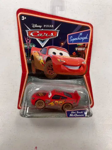 2007 Disney Pixar Movie Cars Supercharged Dirt Track McQueen Die-Cast Toy W38