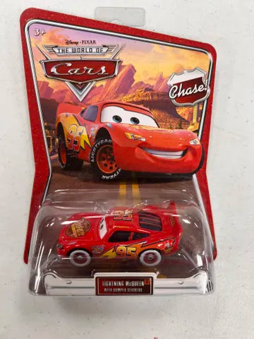 MATTEL DISNEY PIXAR CARS CHASE #95 LIGHTNING McQUEEN WITH BUMPER STICKERS B2