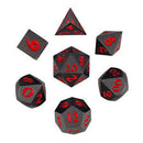 Forged Lore Gunmetal Matte with Red Set of 7 Metal Dice Set