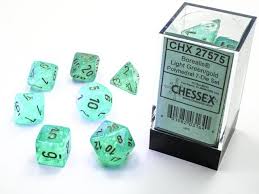 Chessex Polyhedral 7-Die Set Luminary green/gold