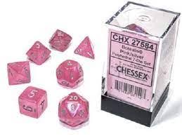 Chessex Polyhedral 7-Die Set Luminary Borealis Pink/silver