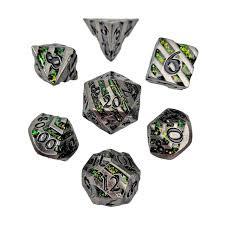 Mini Druids Emerald Metal RPG Dice Set