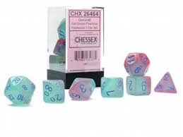 Chessex Polyhedral 7-Die Set Luminary Gel Green/pink/blue