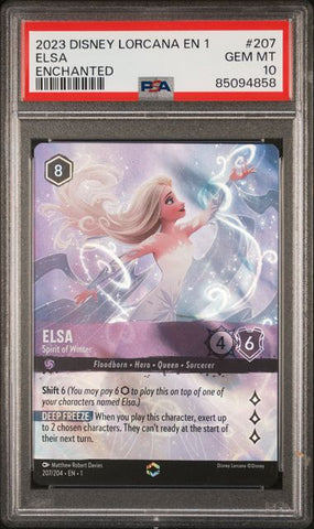 2023 DISNEY LORCANA EN 1-THE FIRST CHAPTER #207 ELSA ENCHANTED PSA 10