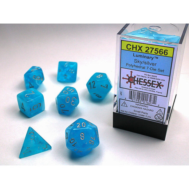 Chessex Polyhedral 7-Die Set Luminary Silver/sky