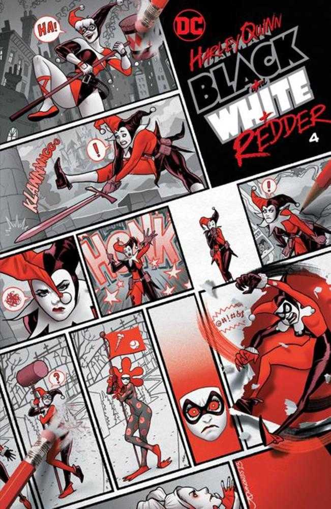 Harley Quinn Black White Redder