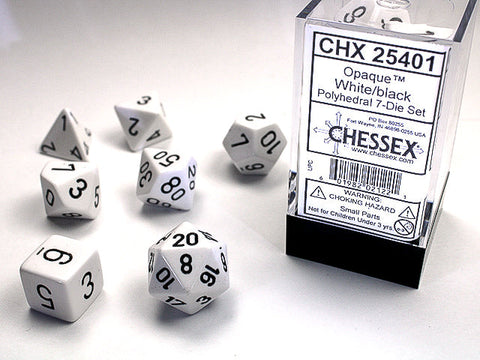 Chessex Polyhedral 7-Die Set Opaque Black/White