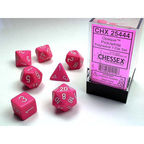 Chessex Polyhedral 7-Die Set Opaque Pink/White