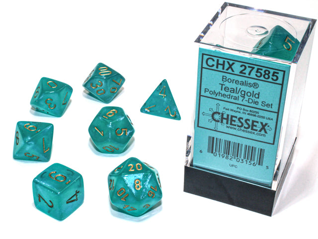 Chessex Polyhedral 7-Die Set Borealis Teal/Gold