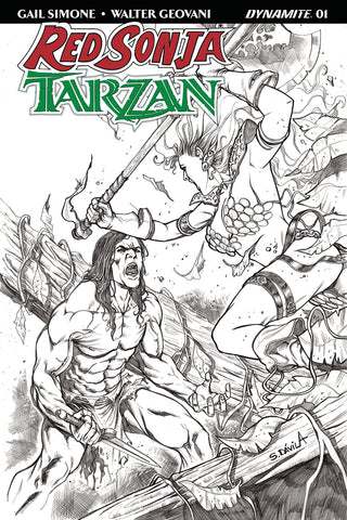 Red Sonja Tarzan #1 Cvr G 20 Copy Davila B&W Incv (Net)