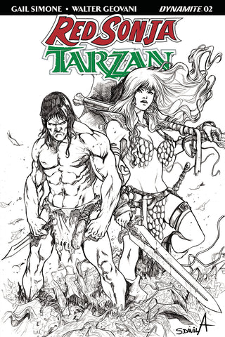 Red Sonja Tarzan #2 Cvr F 20 Copy Davila B&W Incv (Net)