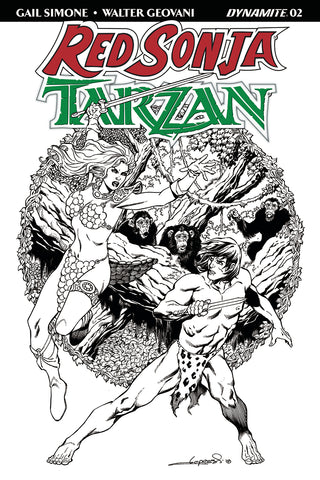 Red Sonja Tarzan #2 Cvr G 30 Copy Lopresti B&W Incv (Net)