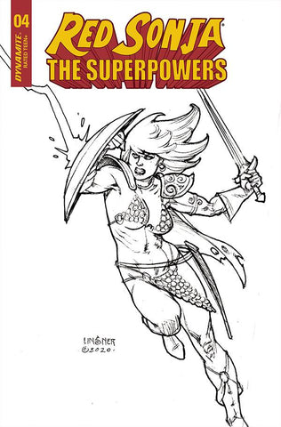 Red Sonja The Superpowers #4 20 Copy Linsner B&W Incv