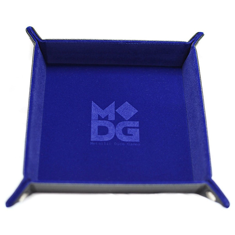 Folding Dice Tray: Velvet 10x10 Blue